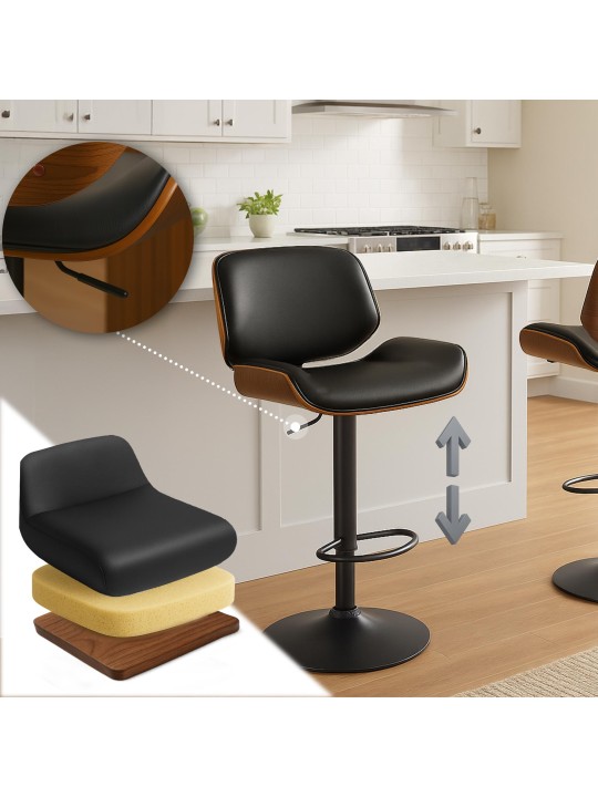 Taburete de bar Beverly B piel sintética, nogal/negro