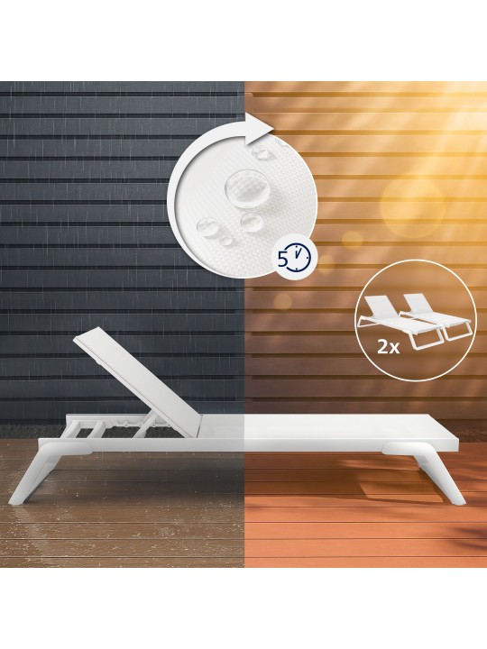 Juego de 2 tumbonas Tropic, blanco