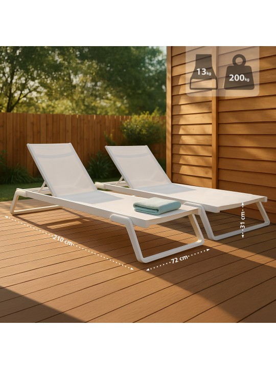 Juego de 2 tumbonas Tropic, blanco