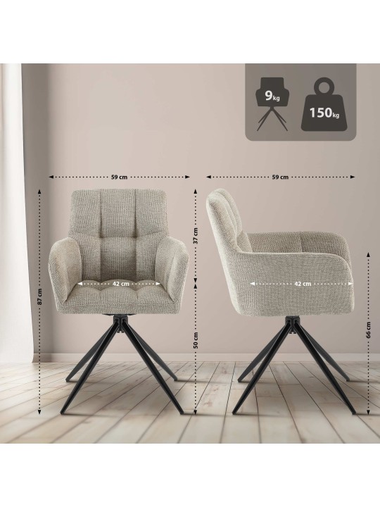 Silla de comedor Jonah tela, taupe