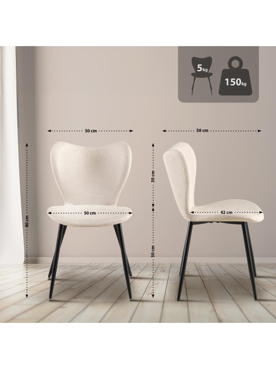 Silla de comedor Maika tela, crema Silla de comedor Maika tela, crema