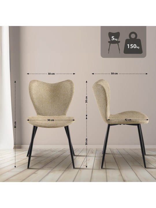 Silla de comedor Maika tela, taupe