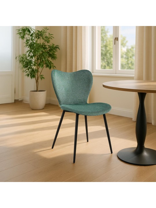Silla de comedor Maika tela, verde
