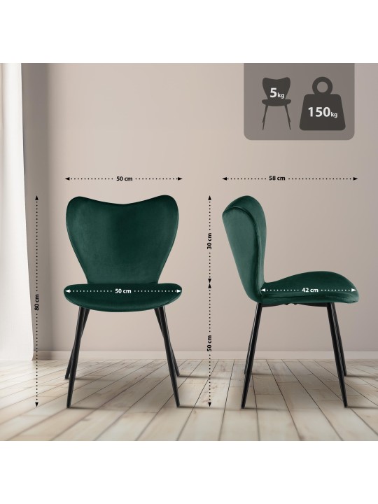 Silla de comedor Maika terciopelo, verde