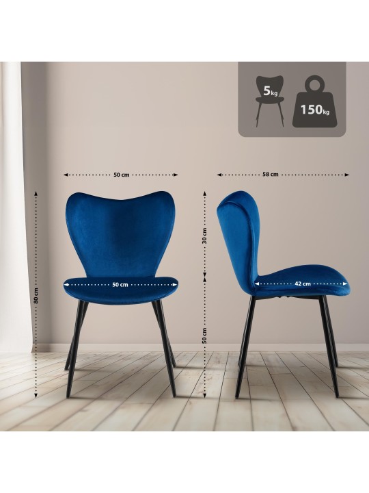 Silla de comedor Maika terciopelo, azul oscuro