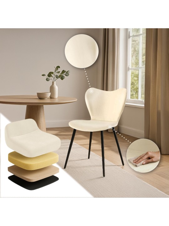 Silla de comedor Maika terciopelo, crema