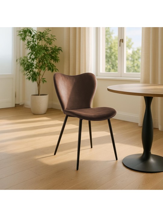 Silla de comedor Maika terciopelo, marrón