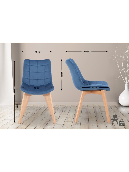 Silla de comedor Passaic terciopelo, azul