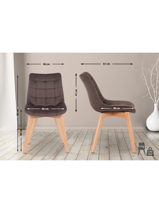 Silla de comedor Passaic terciopelo, marrón