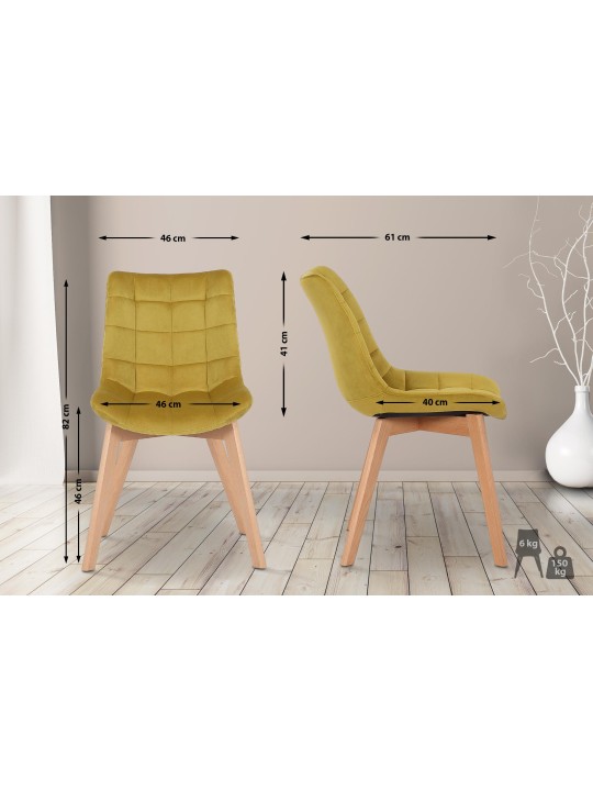 Silla de comedor Passaic terciopelo, amarillo