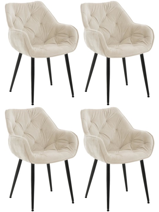 Conjunto de 4 sillas Tanna terciopelo, crema Conjunto de 4 sillas Tanna terciopelo, crema