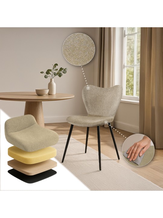 Silla de comedor Maika tela, taupe