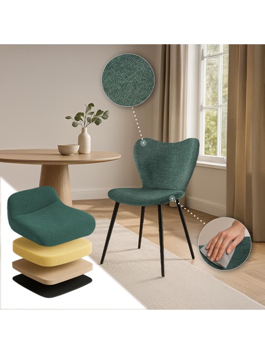 Silla de comedor Maika tela, verde