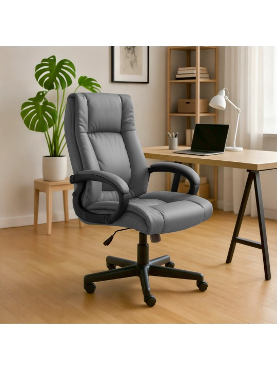 Silla de oficina XL Sparta piel sintética, gris