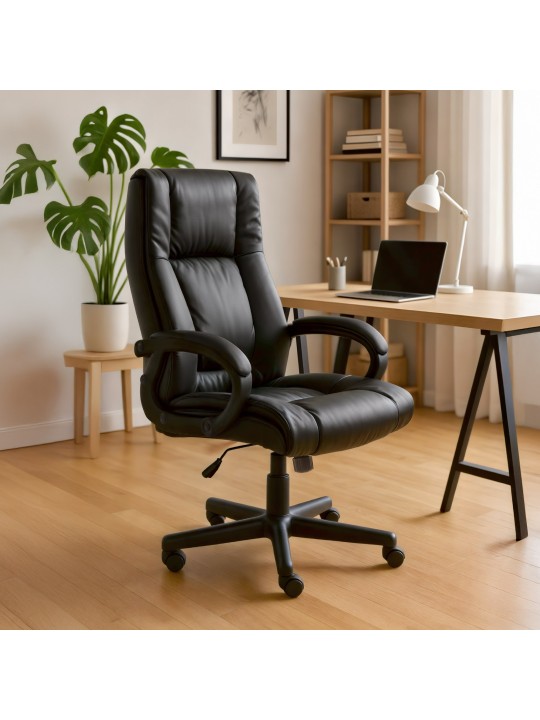 Silla de oficina XL Sparta cuero sintético, negro