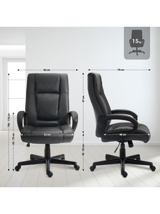 Silla de oficina XL Sparta cuero sintético, negro