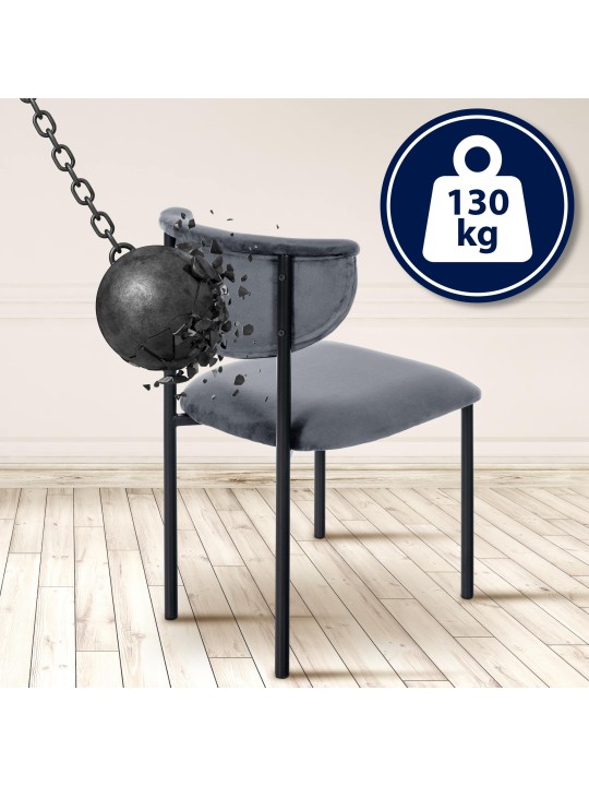 Juego de 2 sillas de visita Gambell terciopelo, gris oscuro