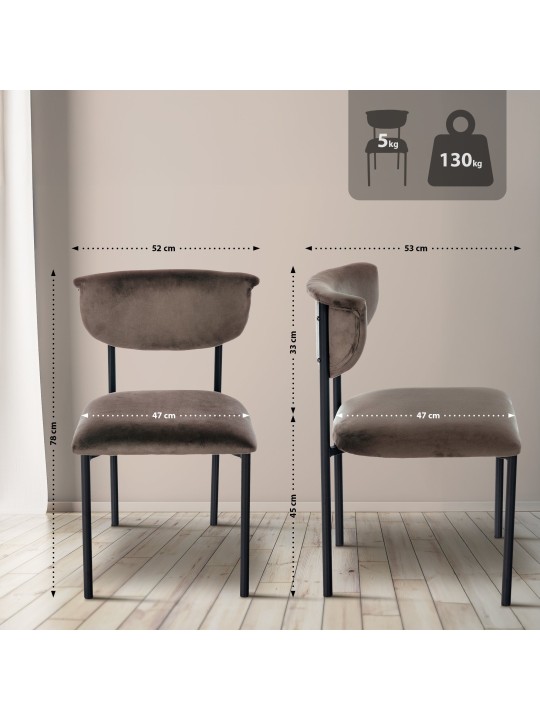 Juego de 2 sillas de visita Gambell terciopelo, marrón