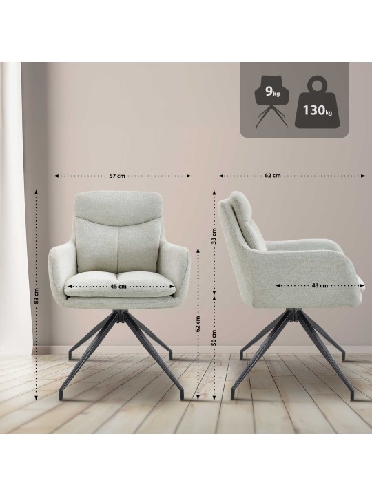 Silla de comedor Somers tela, crema