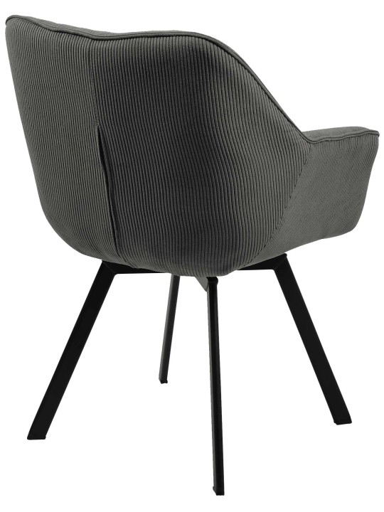 Silla de comedor Jordi Cord, gris oscuro