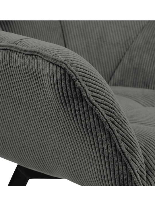 Silla de comedor Jordi Cord, gris oscuro