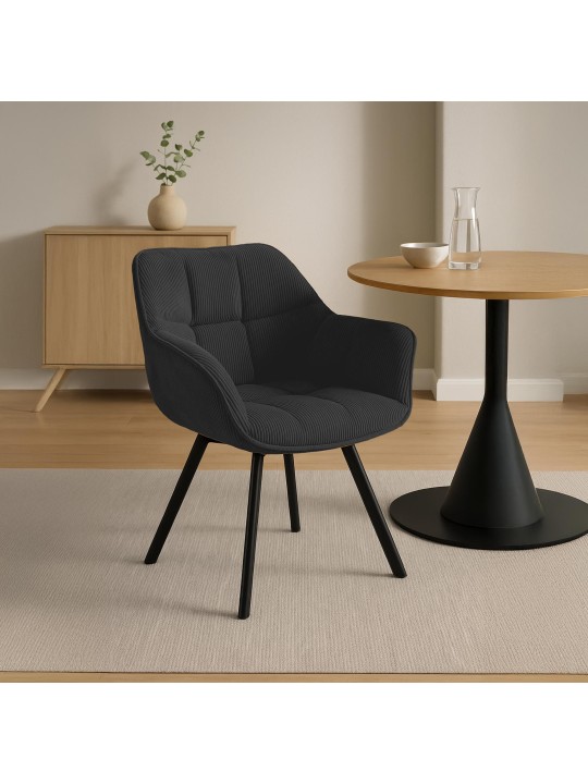 Silla de comedor Jordi Cord, negro