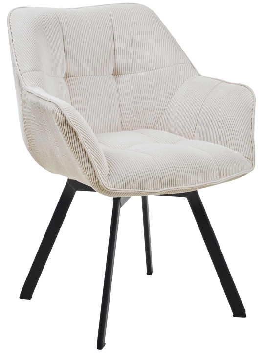Silla de comedor Jordi Cord, crema