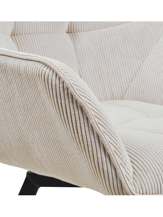 Silla de comedor Jordi Cord, crema