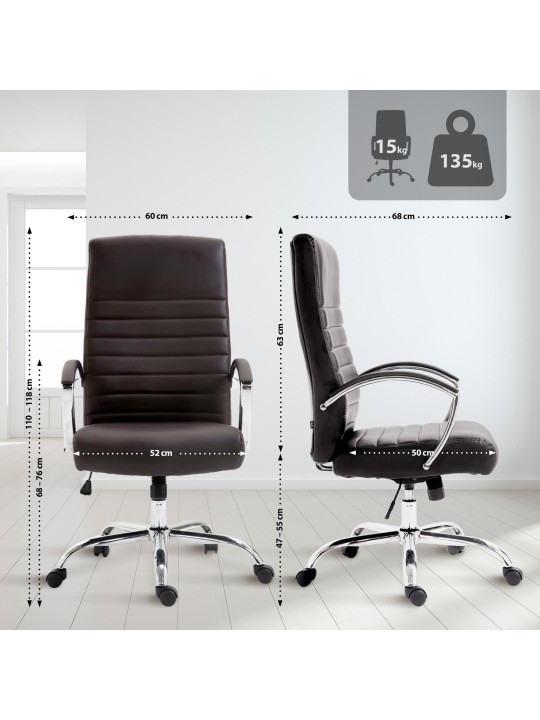 Silla de oficina Valais piel sintética, marrón