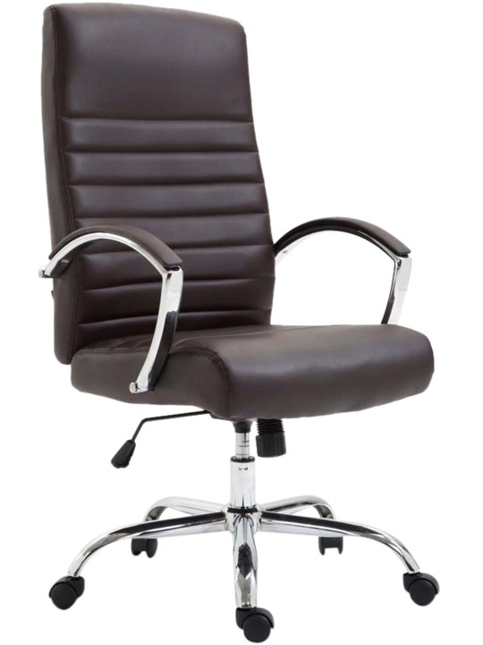 Silla de oficina Valais piel sintética, marrón
