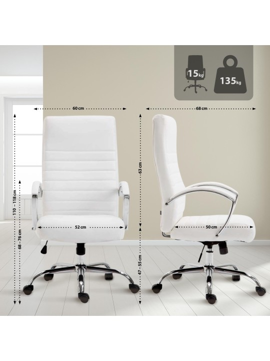 Silla de oficina Valais piel sintética, blanco