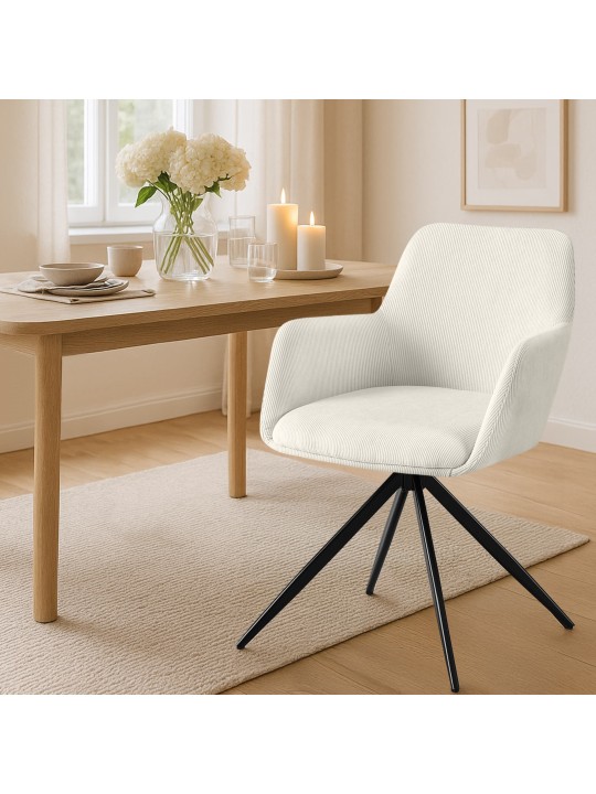 Silla de comedor Olema Cord, crema