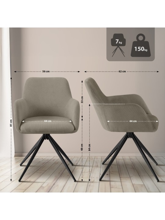 Silla de comedor Olema Cord, taupe