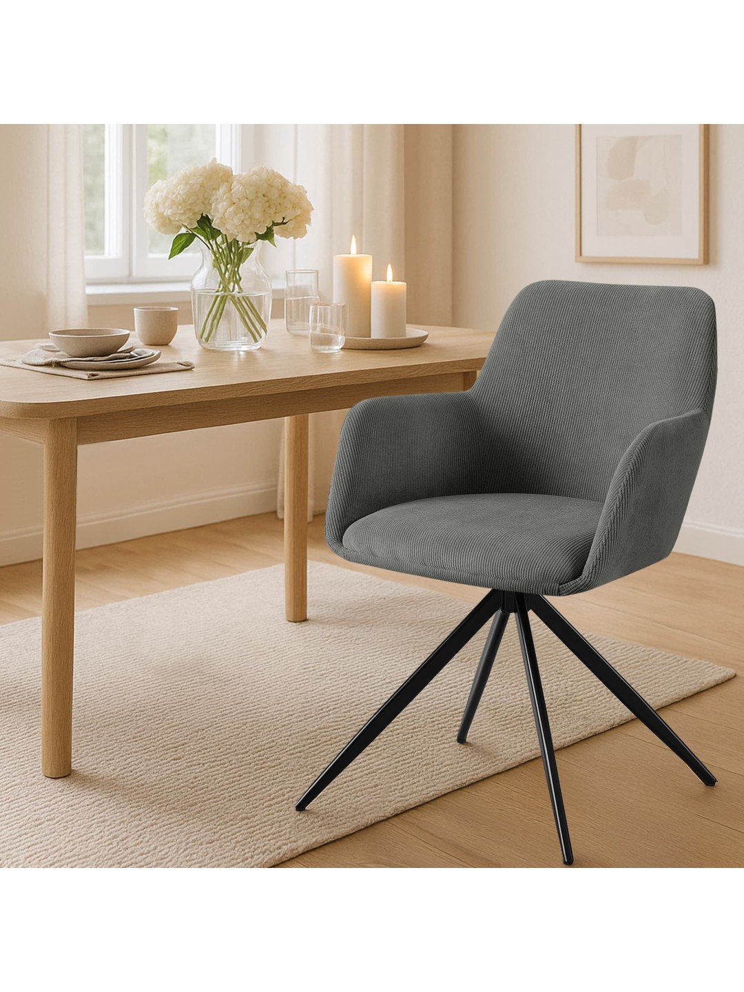 Silla de comedor Olema Cord, gris