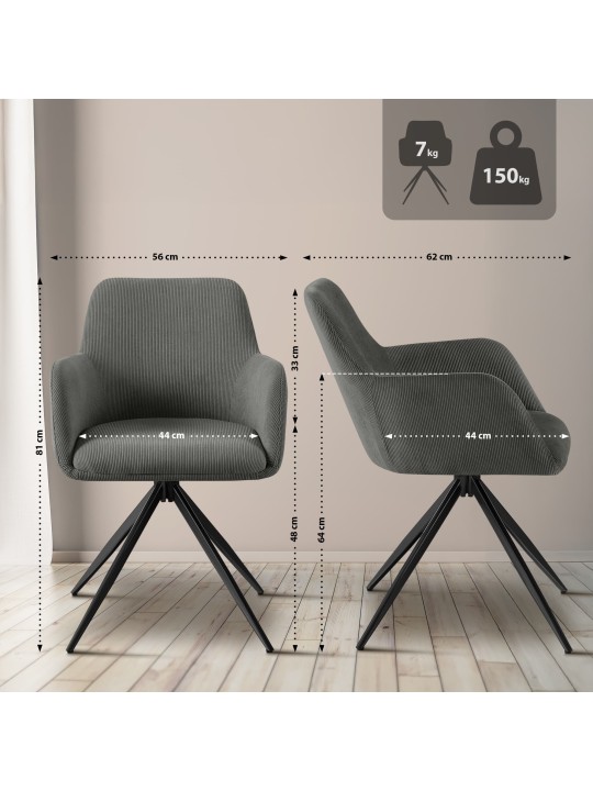 Silla de comedor Olema Cord, gris Silla de comedor Olema Cord, gris