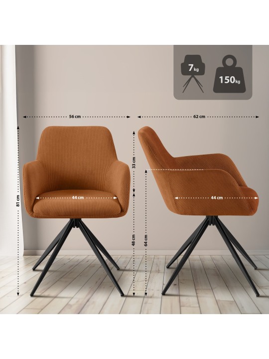 Silla de comedor Olema Cord, naranja