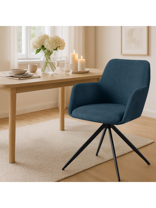 Silla de comedor Olema Cord, azul
