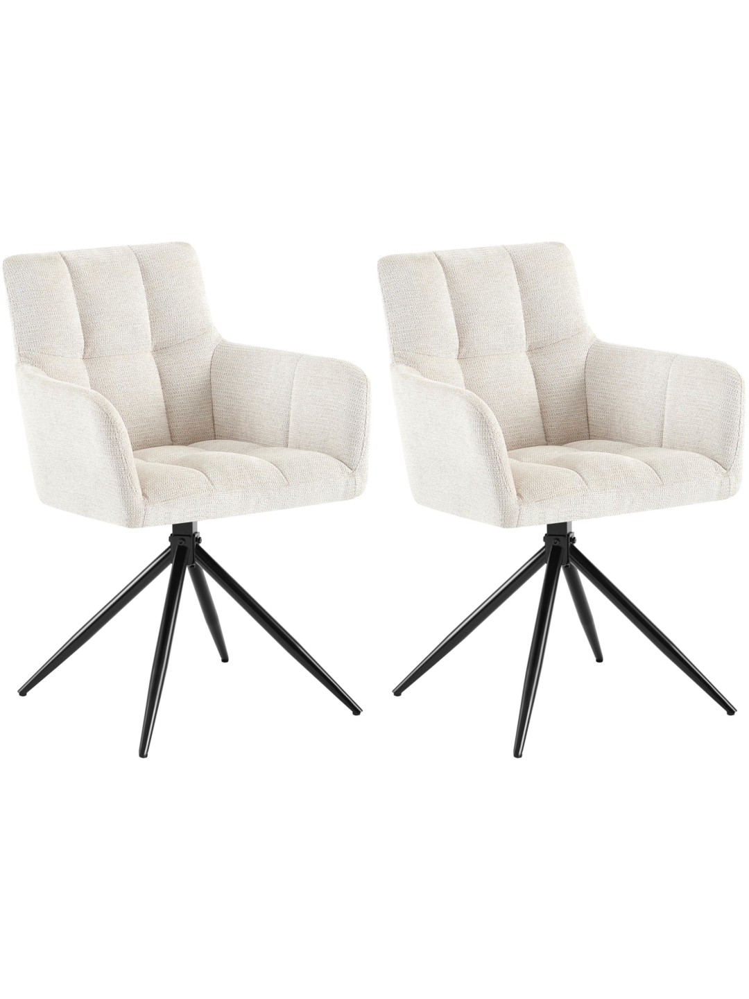 Juego de 2 sillas de comedor tela Jonah, crema