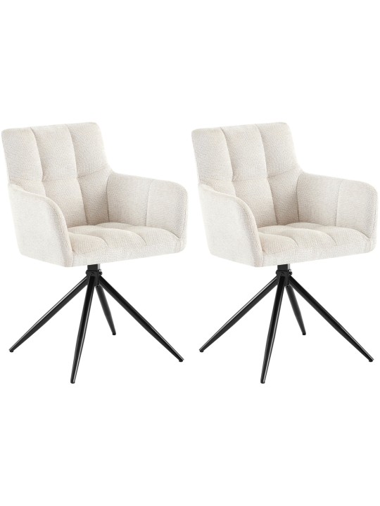Juego de 2 sillas de comedor tela Jonah, crema Juego de 2 sillas de comedor tela Jonah, crema