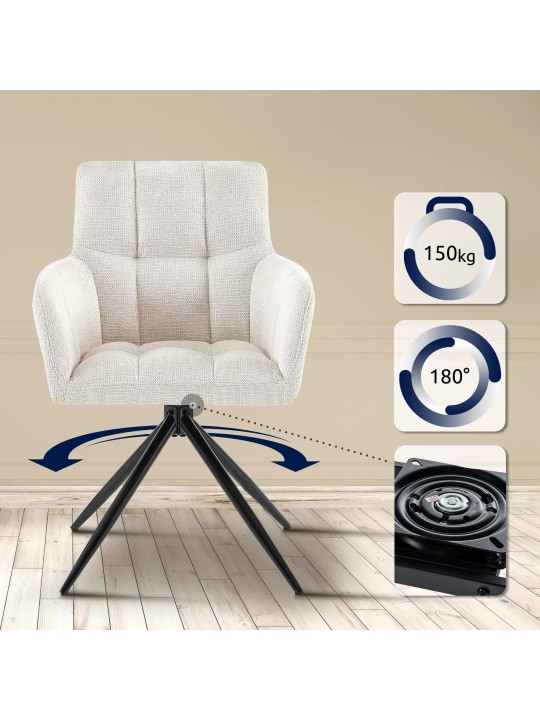 Juego de 2 sillas de comedor tela Jonah, crema Juego de 2 sillas de comedor tela Jonah, crema