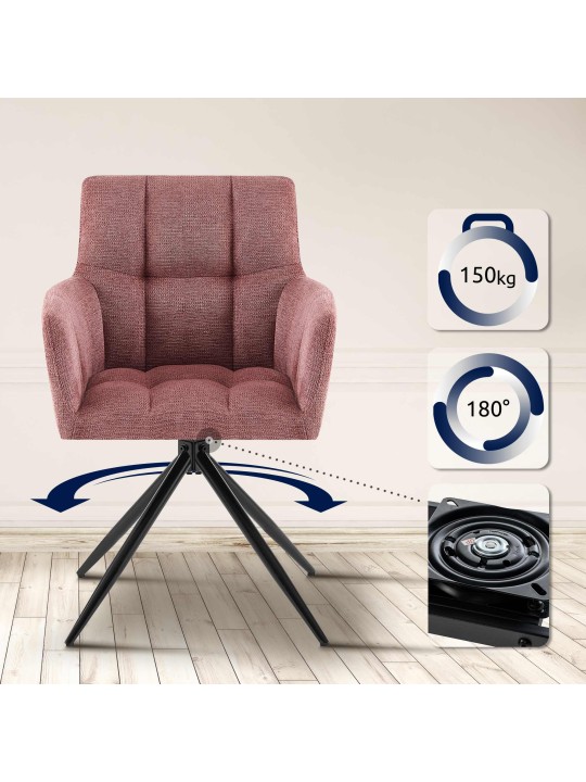 Juego de 2 sillas de comedor tela Jonah, rojo rubí