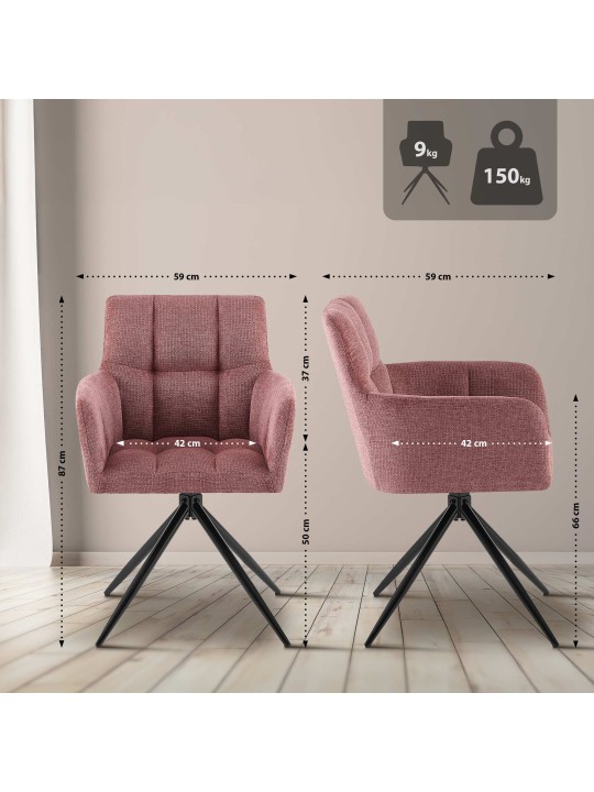 Juego de 2 sillas de comedor tela Jonah, rojo rubí