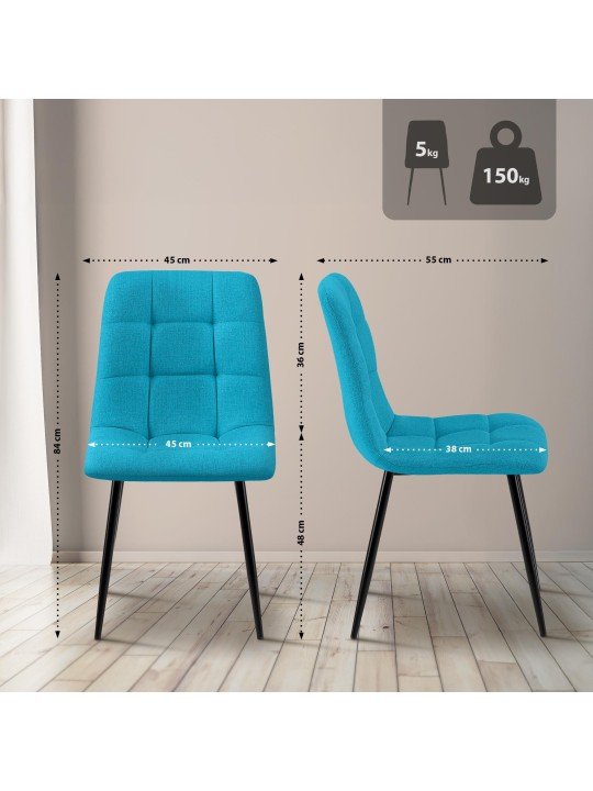 Silla de comedor tela Tilde, turquesa