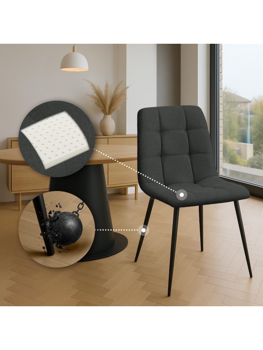 Juego de 4 Sillas de Comedor Tela Tilde, gris oscuro