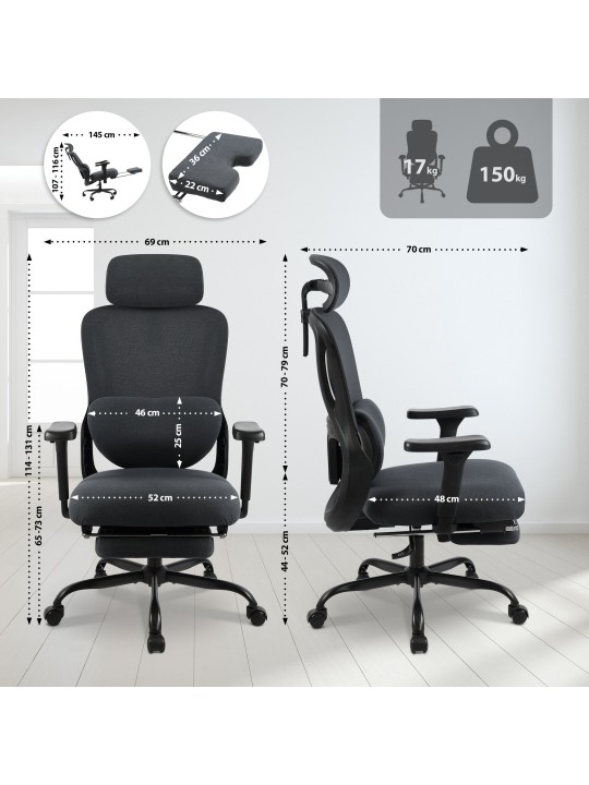 Silla de oficina Leesburg, negro/negro