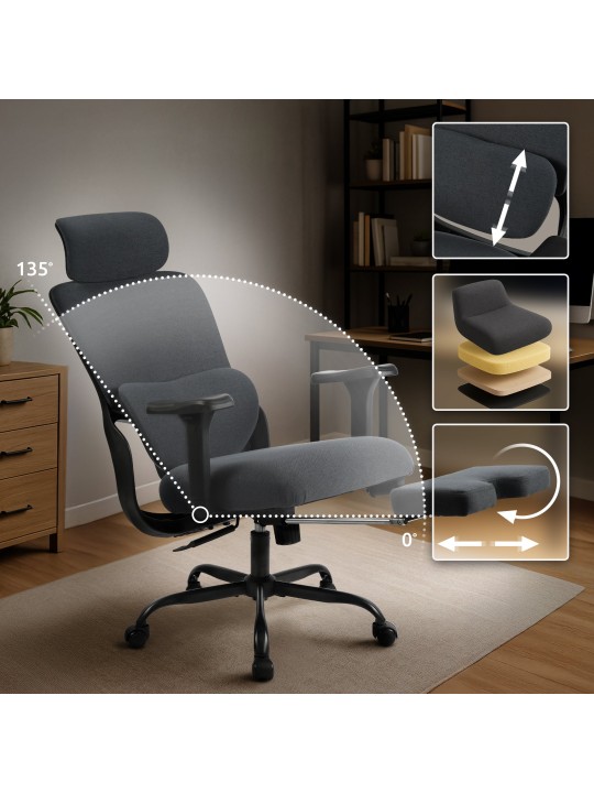 Silla de oficina Leesburg, negro/negro