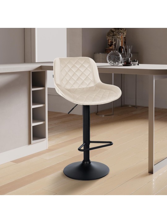 Juego de 2 taburetes de bar Kasson terciopelo, crema Juego de 2 taburetes de bar Kasson terciopelo, crema