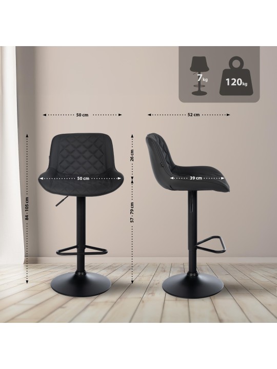 Juego de 2 taburetes de bar Kasson de piel sintética, negro Juego de 2 taburetes de bar Kasson de piel sintética, negro