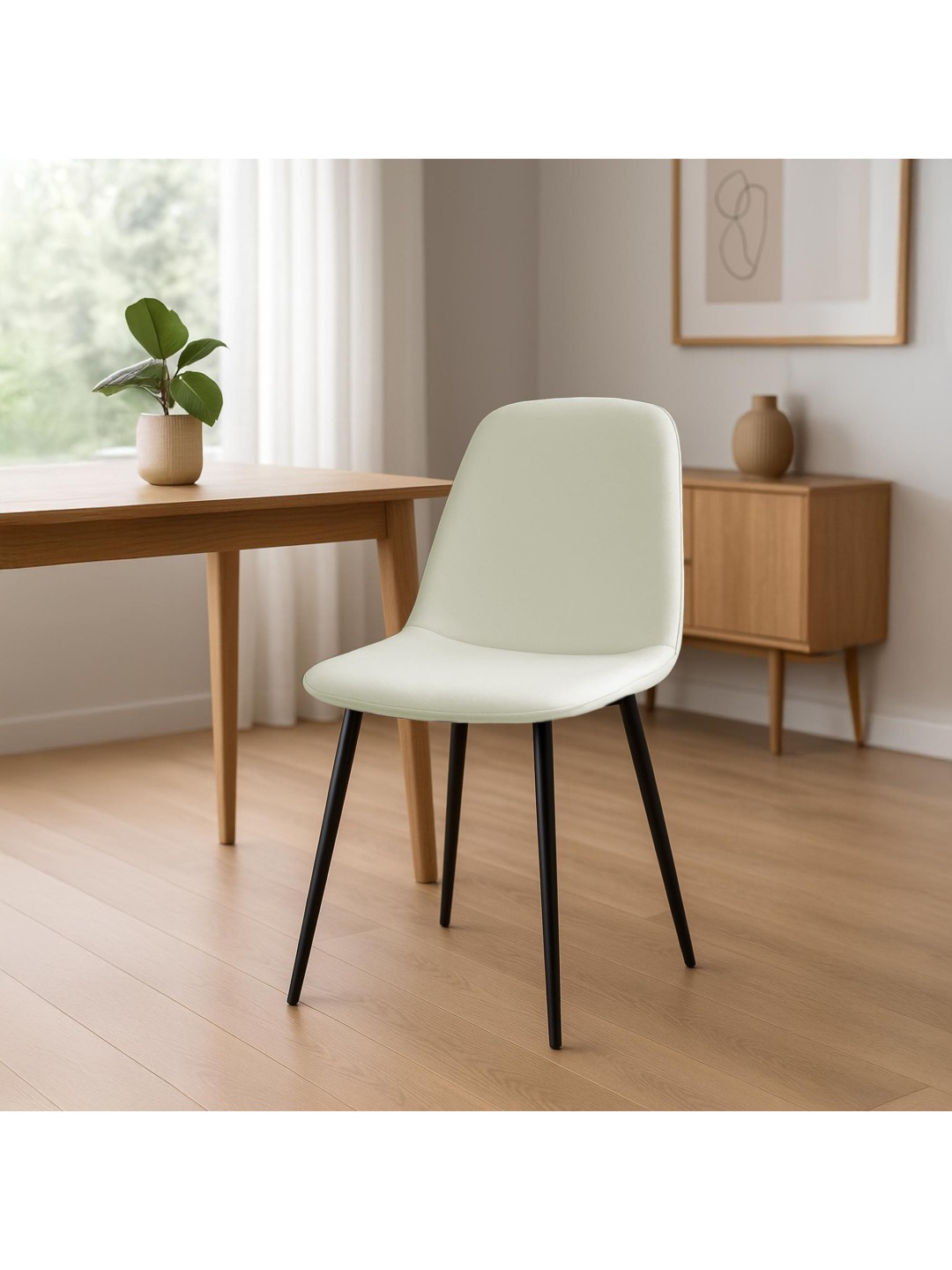 Silla de comedor Maryam tela, crema