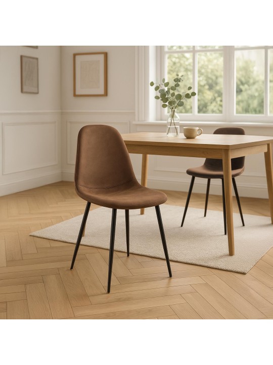 Silla de comedor vintage de piel sintética Napier, marrón
